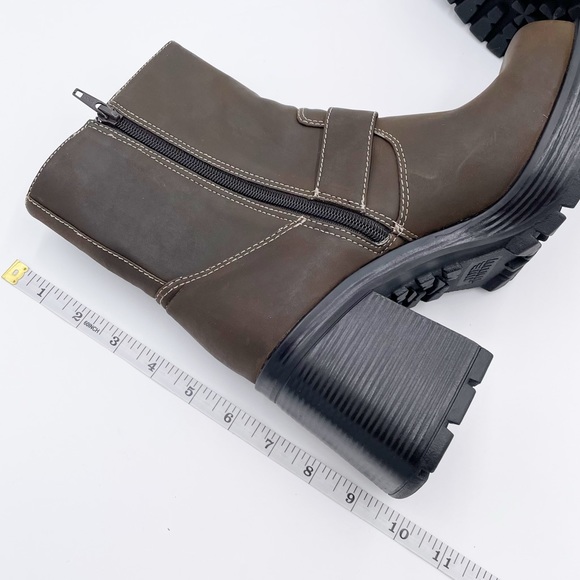 Vintage Y2K American Eagle Flex Brown Leather Chunky Platform Boots Size 10 - Picture 14 of 15